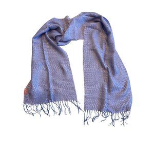 Baby Alpaca & Silk Blue Fringed Scarf By Kuna